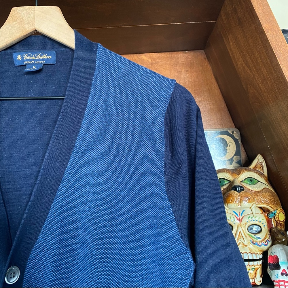 Brooks Brothers - Supima Cotton Navy Blue Cardigan - Men’s Medium